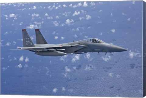 Framed F-15 Eagle Flies over the Pacific Ocean (close up) Print