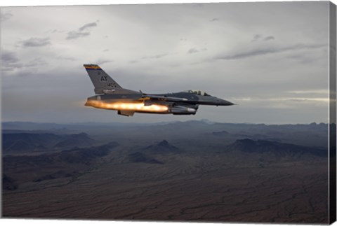 Framed F-16 Fighting Falcon Fires an AGM-65 Maverick Missile Print