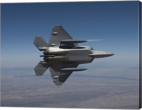 Framed F-22 Raptor Maneuvers over New Mexico Print