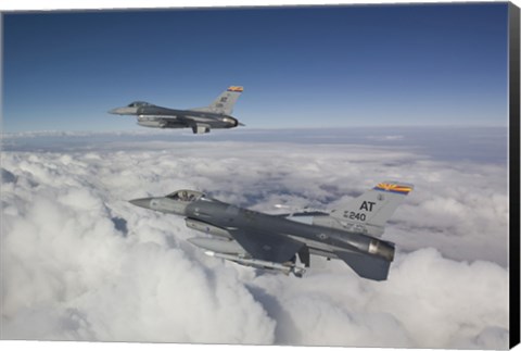 Framed Two F-16&#39;s flying in the Clouds Print