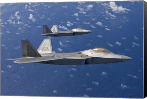 Framed Two F-22 Raptors During a Training Mission Print