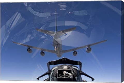 Framed F-15 Eagle Pulls into Position Behind a KC-135 Stratotanker Print