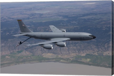 Framed KC-135R Stratotanker in Flight over Central Oregon Print