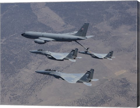 Framed Three F-15 Eagles Refueling Print