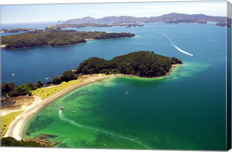 Framed Motuarohia Island, Bay of Islands, Northland, New Zealand Print