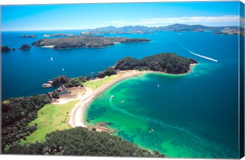 Framed Motuarohia Island, Roberton Island, Bay of Islands, Northland, New Zealand Print