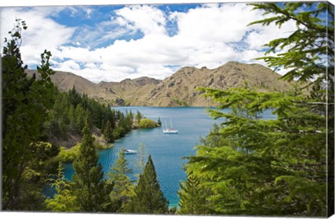 Framed Lake Benmore, Waitaki Valley, North Otago, South Island, New Zealand Print