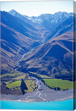 Framed Lake Pukaki and Whale Stream, Ben Ohau Range, South Island, New Zealand Print