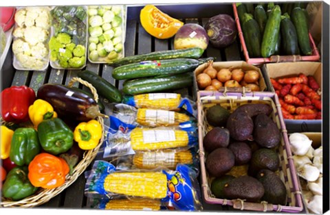 Framed Vegetable Stall, Cromwell, Central Otago, South Island, New Zealand Print