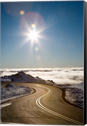 Framed Bruce Road and Clouds, Mt Ruapehu, Central Plateau, North Island, New Zealand Print