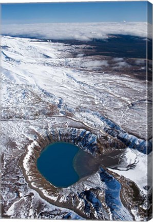 Framed Lower Tama Lake and Mt Ruapehu, Tongariro National Park, North Island, New Zealand Print