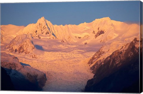 Framed Alpenglow, Fox Glacier Neve, South Island, New Zealand Print