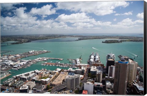 Framed View of Waitemata Harbor from Skytower, Auckland, North Island, New Zealand Print