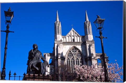 Framed St Pauls Cathedral and Robert Burns Statue, Octagon, Dunedin, New Zealand Print