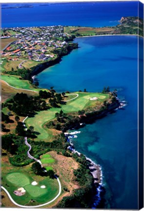 Framed Rakauananga Point and Okoromai Bay, Whangaparaoa Peninsula, North Auckland, New Zealand Print