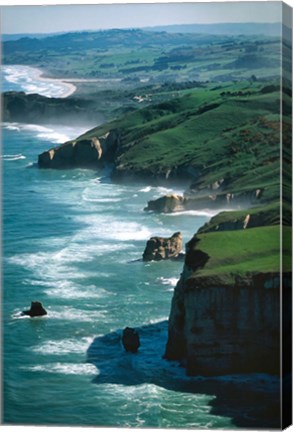 Framed Dunedin Coast near Tunnel Beach, New Zealand Print