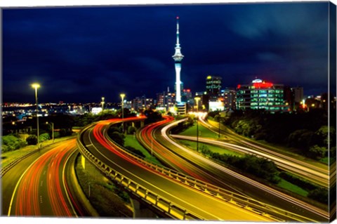 Framed Motorways and Skytower, Auckland Print