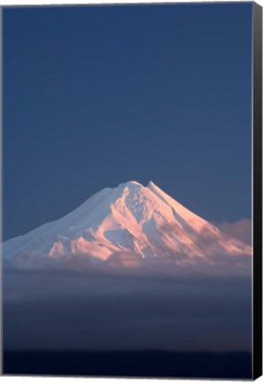 Framed Alpenglow on Mt Taranaki, North Island, New Zealand Print