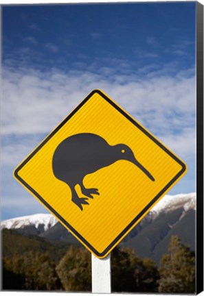 Framed New Zealand, South Island, Road Sign, St Arnaud Range Print