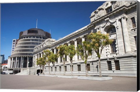 Framed New Zealand, Wellington, The Beehive and Parliament House Print