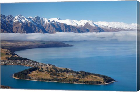 Framed Remarkables, Lake Wakatipu, and Queenstown, South Island, New Zealand Print