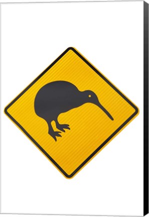 Framed Kiwi Warning Sign, New Zealand Print