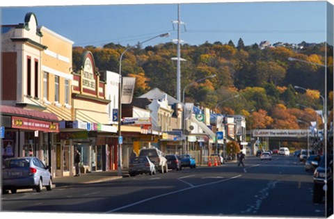 Framed Shops on King Edward Street, Autumn, Dunedin, South Island, New Zealand Print