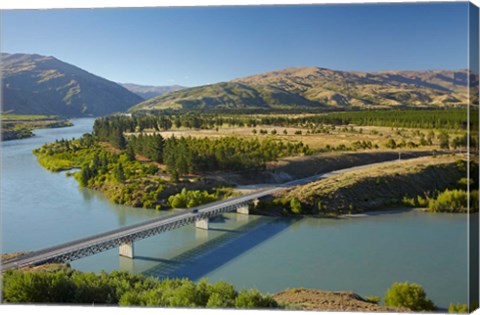 Framed Bannockburn Bridge and Kawarau Arm, Lake Dunstan, South Island, New Zealand Print