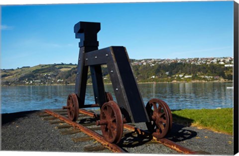 Framed Dog sculpture, Otago Boat Harbor Reserve, Dunedin, Otago, New Zealand Print