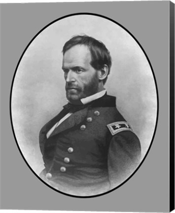 Framed Civil War General William Tecumseh Sherman (side profile) Print