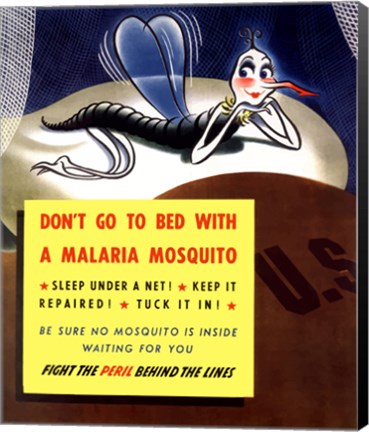 Framed Don&#39;t Go To Bed With A Malaria Mosquito Print