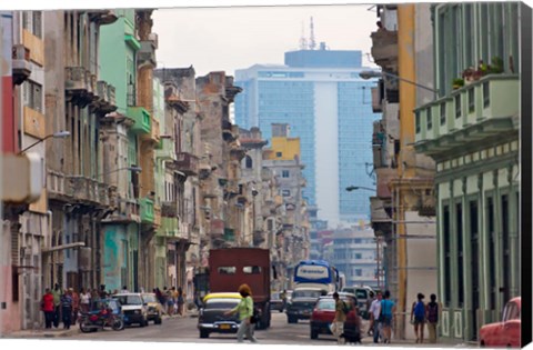 Framed Old and new buildings, Havana, UNESCO World Heritage site, Cuba Print