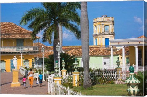 Framed Plaza Mayor, Trinidad, UNESCO World Heritage site, Cuba Print