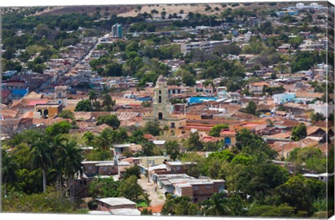 Framed Cuba, Sancti Spiritus, Trinidad, Aerial view of town Print