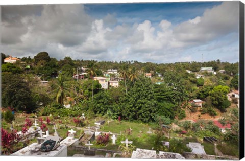 Framed Dominica, Wesley, elevated town view Print