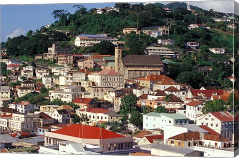 Framed View of Downtown St George, Grenada, Caribbean Print