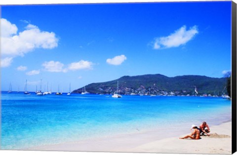 Framed Couple Enjoying Princess Margaret Beach in Bequia, Grenadines Print