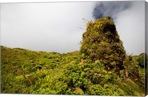 Framed Rim of Summit Crater on Mt Pelee, Martinique, French Antilles Print