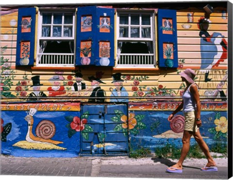 Framed L&#39;Escargot Restaurant in Philipsburg, St Martin, Caribbean Print