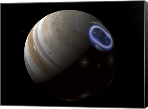 Framed Artist&#39;s concept of an aurora on Jupiter&#39;s north pole Print