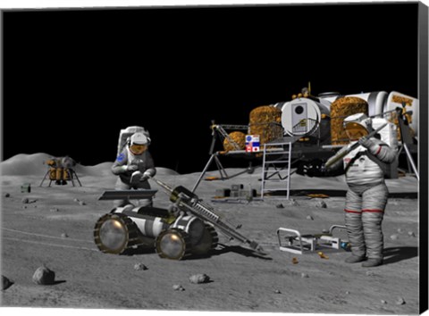 Framed Artist&#39;s Concept of a Future Lunar Exploration Mission Print