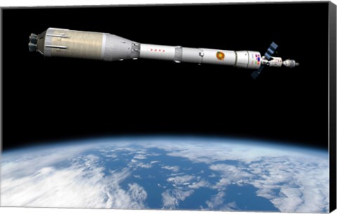 Framed Phobos Mission Rocket System Ready for Departure Print
