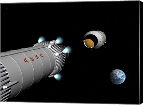 Framed Phobos Mission Rocket Releases Spent Propellant Stage Print