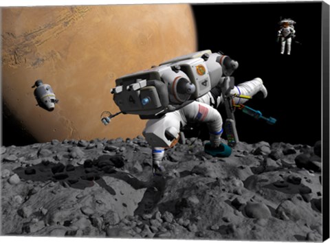 Framed Astronaut Makes First Human Contact with Mars&#39; Moon Phobos Print