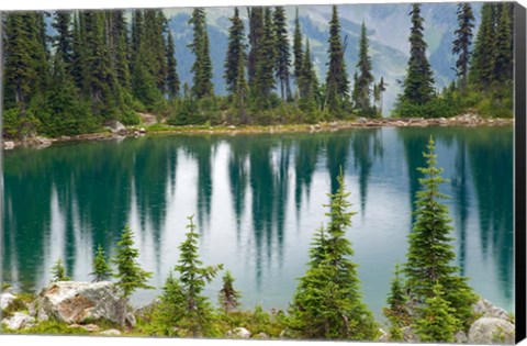 Framed British Columbia, Revelstoke NP, Lake Eva, Mountains Print