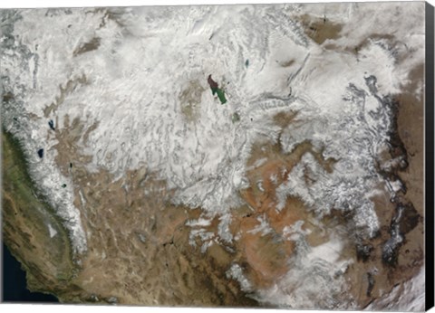 Framed Satellite View of the Western United States Print