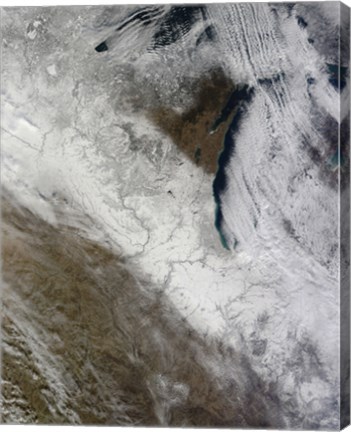 Framed Satellite View of Snow and Cold Across the Midwestern United States Print