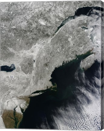 Framed Satellite View of Snow in the Northeastern United States Print