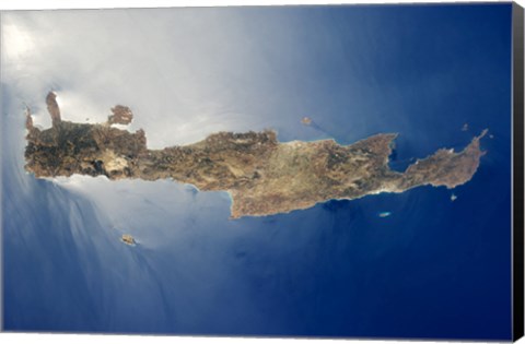 Framed View from space of the island of Crete Print