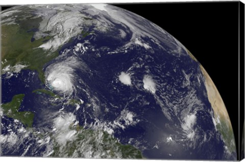 Framed Satellite View of Hurricane Irene Moving Through the Bahamas Print